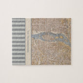 パリのパーソナライズでストライプのなヴィンテージの旧式な地図 ジグソーパズル (横)