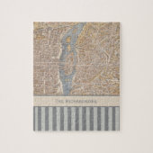 パリのパーソナライズでストライプのなヴィンテージの旧式な地図 ジグソーパズル (縦)