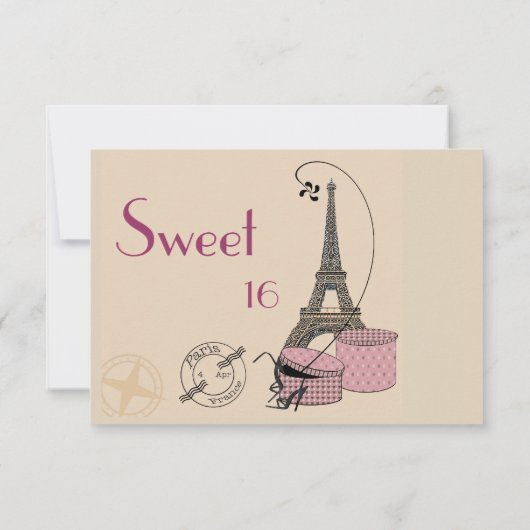 パリのパーティーの応答カードの夕べ 出欠カード (裏面)