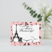 パリのパーティーはピンクでお礼を言う サンキューカード (スタンド正面)