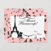 パリのパーティーはピンクでお礼を言う サンキューカード (正面/裏面)