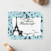 パリのパーティーはピンクでお礼を言う ノートカード (正面/裏面インサイチュ)