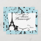 パリのパーティーはピンクでお礼を言う ノートカード (正面/裏面)