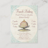 パリのビクトリアンなヴィンテージのフランス人のベーカリー 名刺 (裏面)