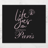 パリのピンクとブラックの生活が続く スパークリングワインラベル (シングルラベル)