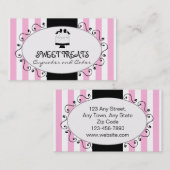 パリのピンクのストライプのカップケーキのケーキのベーカリー 名刺 (正面/裏面)