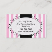 パリのピンクのストライプのカップケーキのケーキのベーカリー 名刺 (裏面)