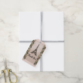 パリのピンクのバラのツタ エッフェル塔 エレガント ギフトタグ (より糸付き)