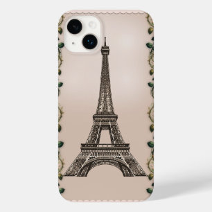 パリのピンクのバラのツル エッフェル塔 シャビー シック Case-Mate iPhone 14 PLUSケース