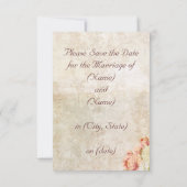 パリのピンクのバラのヴィンテージのロマンチックな保存日付 招待状 (裏面)