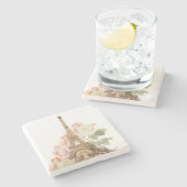 パリのピンクのバラのヴィンテージのロマンチックな石造りのコースター ストーンコースター (横)