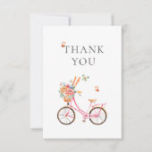 パリのピンクの自転車 水彩 フavors 袋 サンキューカード (正面)