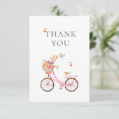 パリのピンクの自転車 水彩 フavors 袋 サンキューカード (スタンド正面)