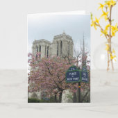 パリのピンクの花 カード (黄色い花)