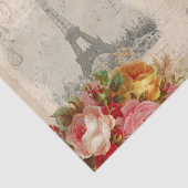 パリのピンクの黄色バラのヴィンテージ音楽ティッシュペーパー 薄葉紙 (詳細)