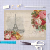 パリのピンクの黄色バラのヴィンテージ音楽ティッシュペーパー 薄葉紙 (クラフト)