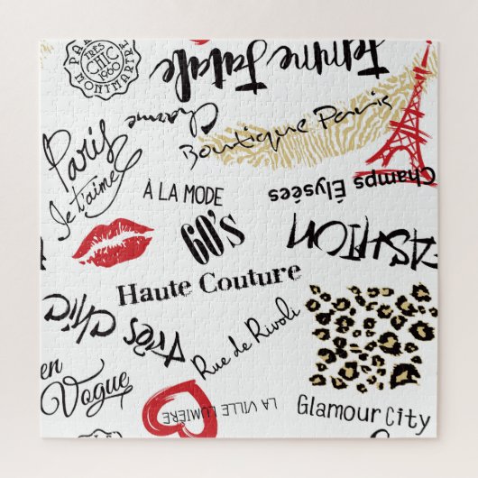 パリのファッション:ヴィンテージの魅力パターン。 ジグソーパズル (縦)