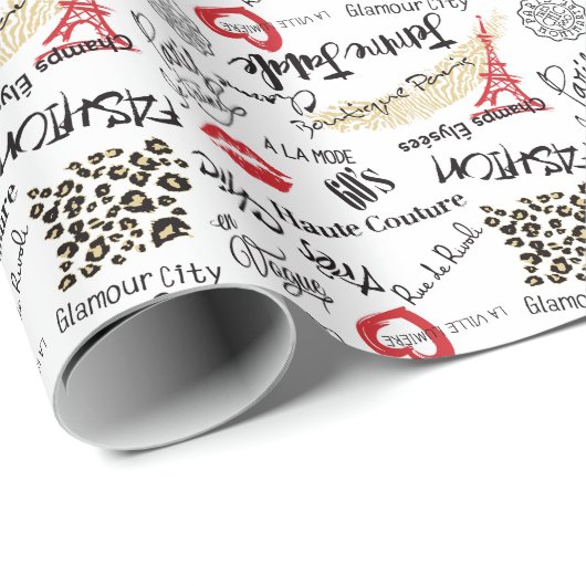 パリのファッション:ヴィンテージの魅力パターン。 ラッピングペーパー (ロールコーナー)