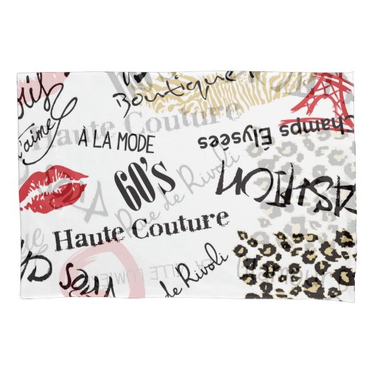 パリのファッション:ヴィンテージの魅力パターン。 枕カバー (正面)