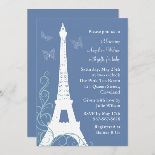 パリのフィリグリーチョウ 招待状 (正面/裏面)