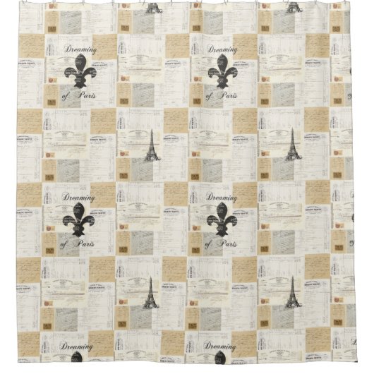 パリのフランスのな短命なもののシャワーを夢を見るヴィンテージ シャワーカーテン (正面)