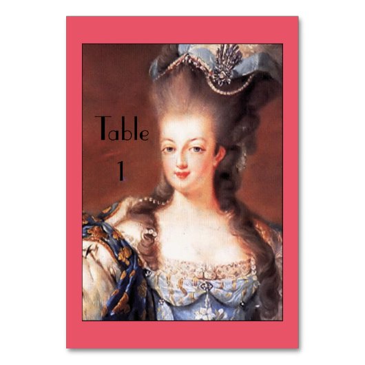 パリのフランス人のMarieアントワネットのテーマのテーブルカード テーブルナンバー (正面)