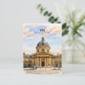 パリのフランス学士院 | 水彩風景画 ポストカード (スタンド正面)
