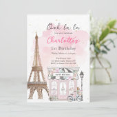 パリのフランス風カフェ　お茶の会　女の子の誕生日 招待状 (スタンド正面)