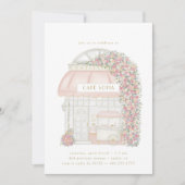 パリのフランス風パリジャンカフェの女の子の誕生日 招待状 (正面)