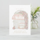 パリのフランス風パリジャンカフェの女の子の誕生日 招待状 (スタンド正面)