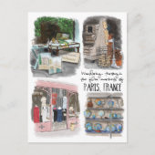 パリのフリーマーケットをさまようはがき ポストカード (正面)