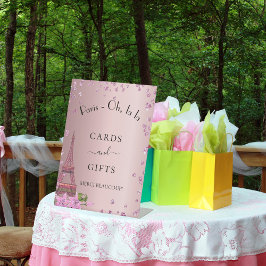 パリのブッシュピンクのエッフェル塔パーティーカードギフト 台座サイン