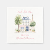 パリのブライズシャワー パリのカフェ スタンダードカクテルナプキン (正面)