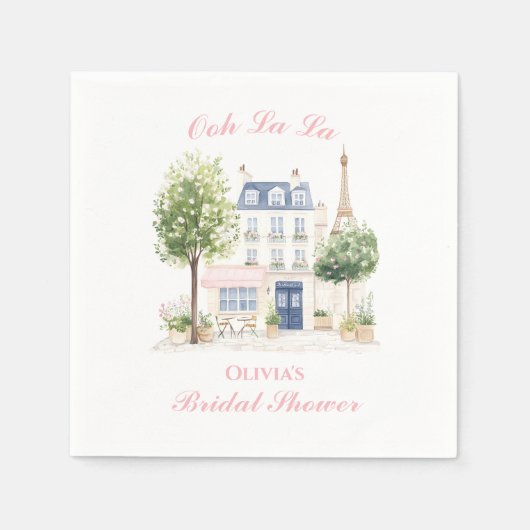 パリのブライズシャワー パリのカフェ スタンダードカクテルナプキン (正面)