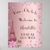 パリのブライダルシャワー ウェルカムサイン エッフェル塔 ポスター (正面)
