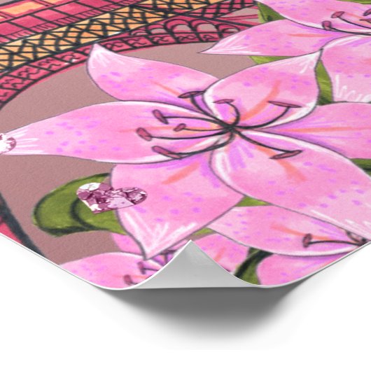 パリのブライダルシャワー ウェルカムサイン エッフェル塔 ポスター (角)