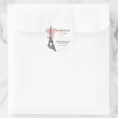 パリのベビーシャワーステッカー ボンジュール ベベ コケット ボウ ラウンドシール (バッグ)