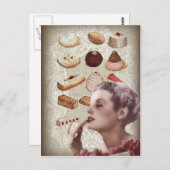 パリのベーカリーのケーキ生地のレトロクッキー ポストカード (正面/裏面)
