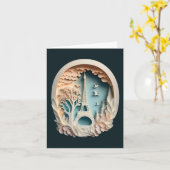 パリのペーパーカットスタイルの折り紙グリーティングカード カード (黄色い花)