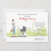 パリのママ: フランステーマのベビーシャワーの招待 招待状 (正面)