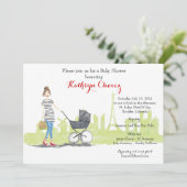 パリのママ: フランステーマのベビーシャワーの招待 招待状 (スタンド正面)