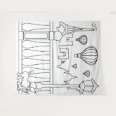 パリのミニマル都市スカイラインの輪郭タペストリー タペストリー (正面(横))