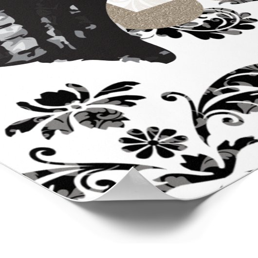 パリのミントとブラックのウェルカムサイン シャワーブライダル ポスター (角)