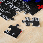 パリのモダンなフランスので黒いコラージュ ジグソーパズル (側面)