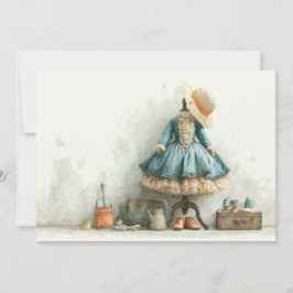 パリのラッフルドレスライターのスタジオ1歳の誕生日 招待状