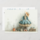 パリのラッフルドレスライターのスタジオ1歳の誕生日 招待状 (正面/裏面)