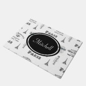 パリのラベルのコラージュのフランスのでパーソナライズな玄関マット ドアマット (アングル)