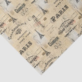 パリのラベルのコラージュのフランスのな郵便はがきのティッシュペーパー 薄葉紙 (詳細)