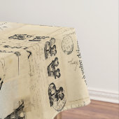 パリのラベルのコラージュのフランスのな郵便はがきのテーブルクロス テーブルクロス (インサイチュ)