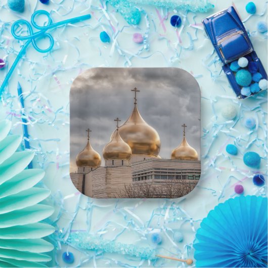 パリのロシアの正教会の夕日 ペーパープレート (パーティー)